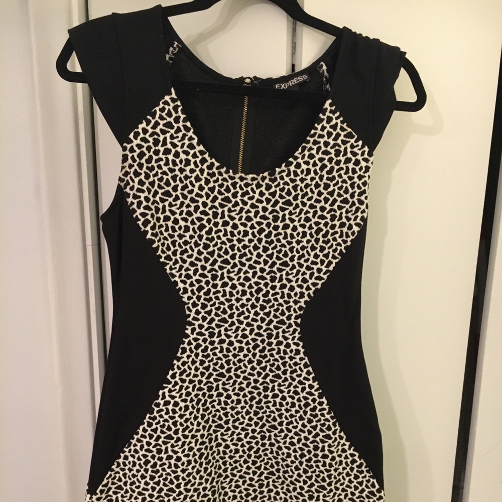 Express Bodycon Black and White Dress